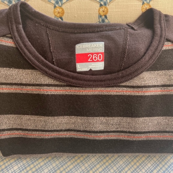 New IceBreaker Brown 360 Striped Merino Wool Sweater Size L